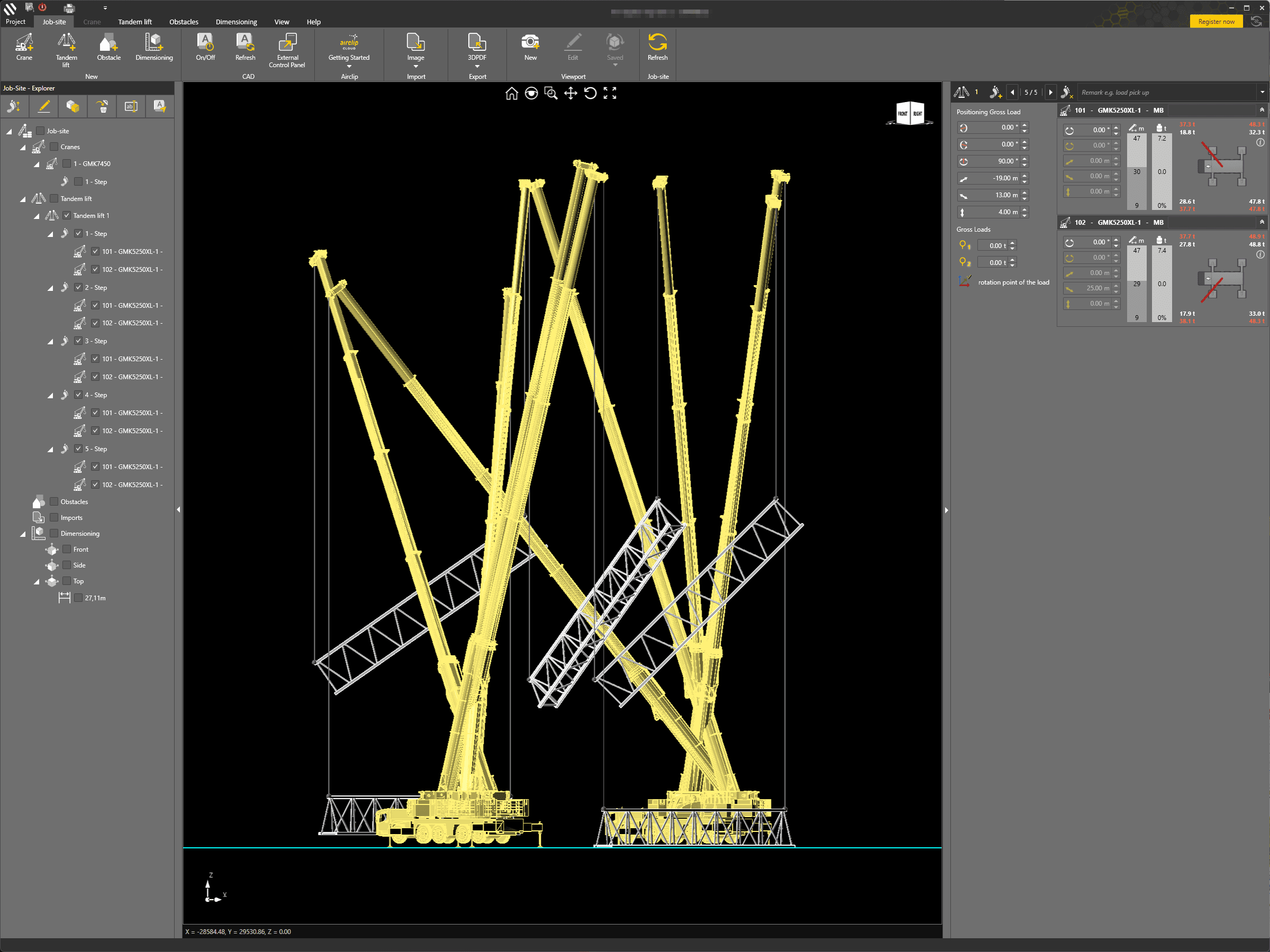 CRANEbee — multi-crane tandem simulation